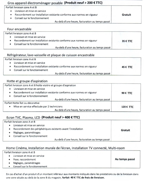 livraison et installation